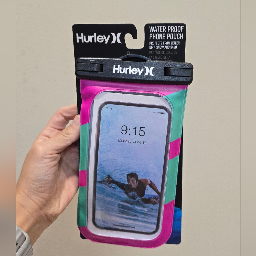 Hurley Waterproof Phone Pouch Included Lanyard Functional Plastic Touch Screen
